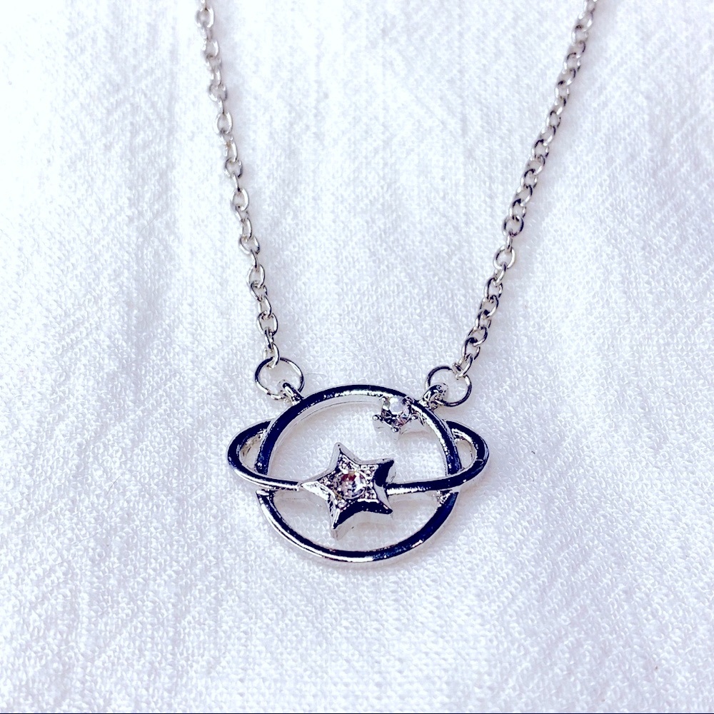 ❣️$25/3❣️ Planet Star Rhinestone Pendant Necklace - Picture 1 of 7